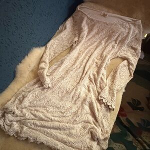 Ivory long sleeved vintage Italian lace dress